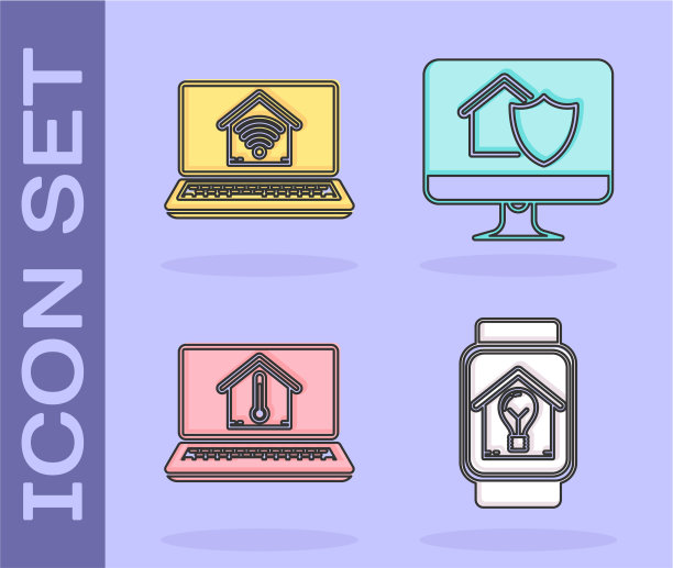 设置智能手表与智能房子和灯泡图片下载