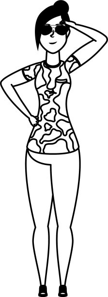 年轻女子与军服性格图片下载