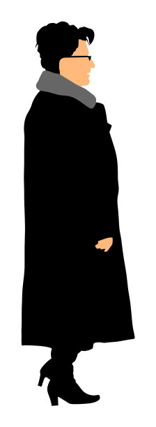 优雅成熟的女士在皮大衣孤立图片下载