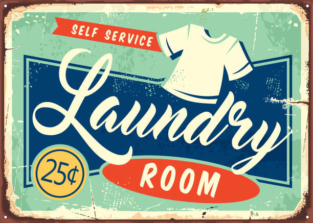 洗衣房复古金属标志图片下载