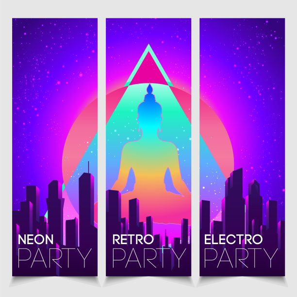 复古未来主义旗帜设置未来主义合成图片下载