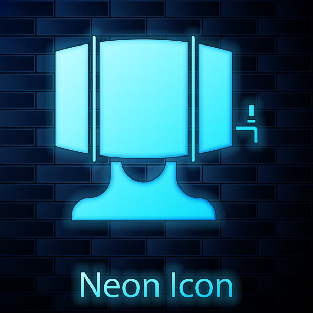 架子上有发光的霓虹灯木桶和旋塞图片下载