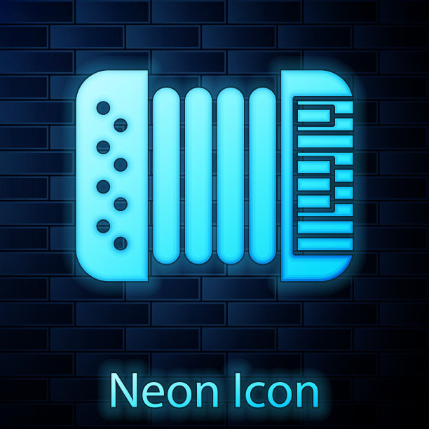 发光的霓虹灯乐器手风琴图标图片下载