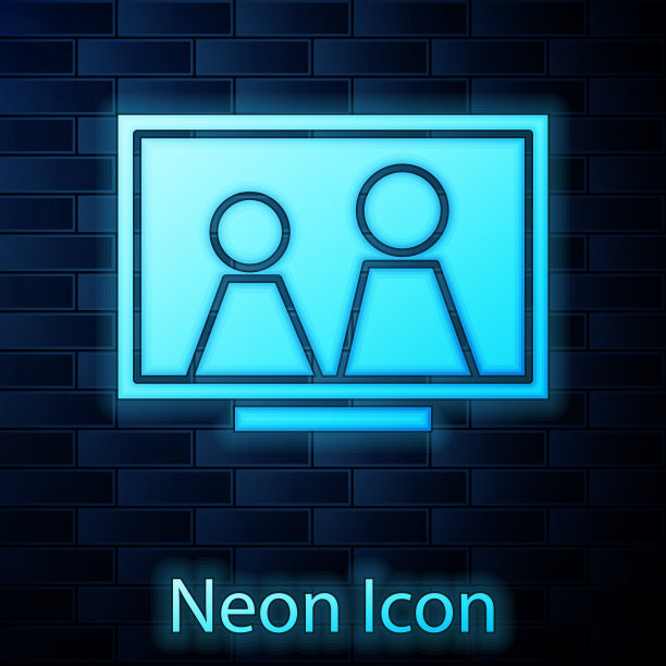 发光的霓虹灯相框上的表格图标孤立图片下载