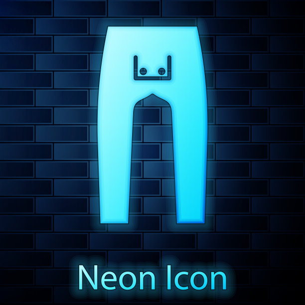 霓虹灯裤子图标孤立在砖墙上图片下载