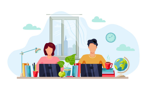 学生们正在用笔记本电脑做作业。图片下载