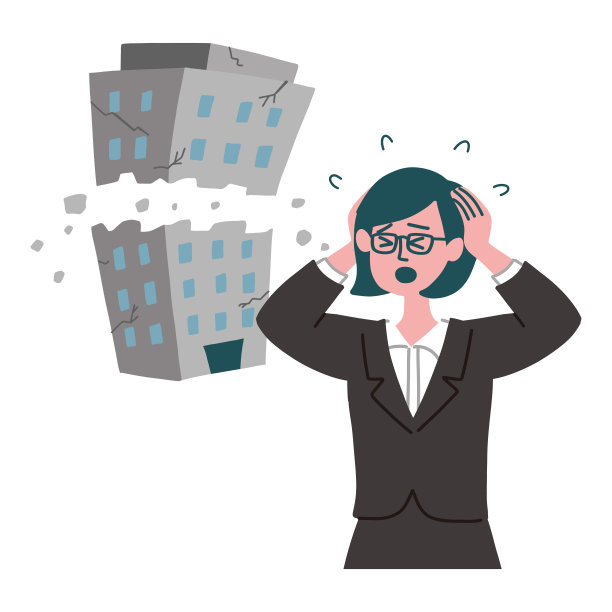 职业妇女破产恐慌公司大楼破产了图片下载