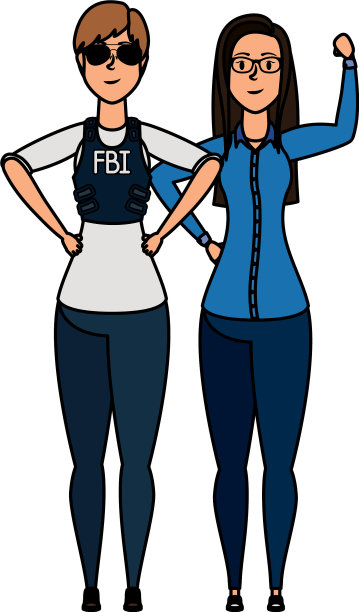 年轻的联邦探员和女孩角色图片下载