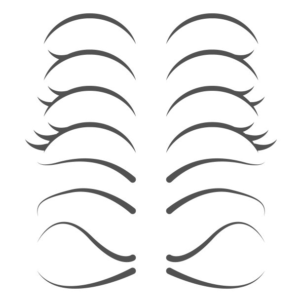 可爱的卡通人类睫毛线图标集图片下载