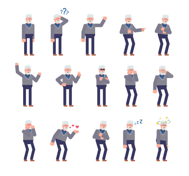 老人表现出各种各样的情绪图片下载