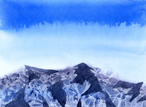 山的风景。绘画。自然背景没有人。图片下载