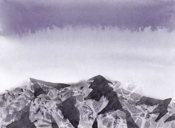 山的风景。绘画。自然背景没有人。图片下载