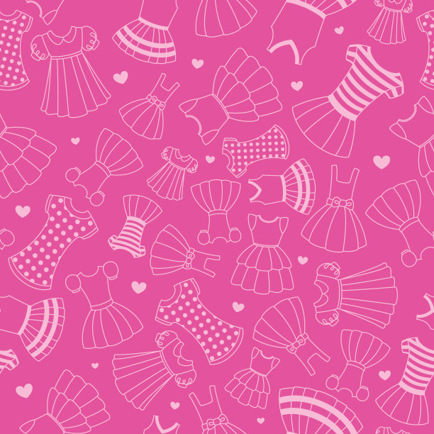 无缝图案的漂亮婴儿连衣裙图片下载