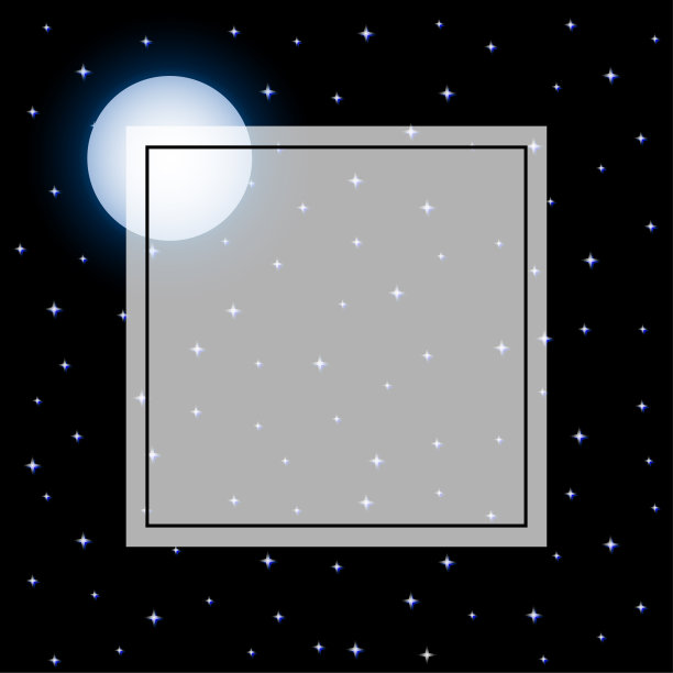 满月和星空天空旗帜在黑色的背景图片下载