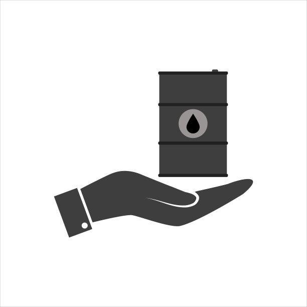 油黑色桶图标在白色背景，平面风格，矢量插图图片下载