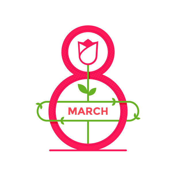 8三月问候图标或徽章设计模板图片下载