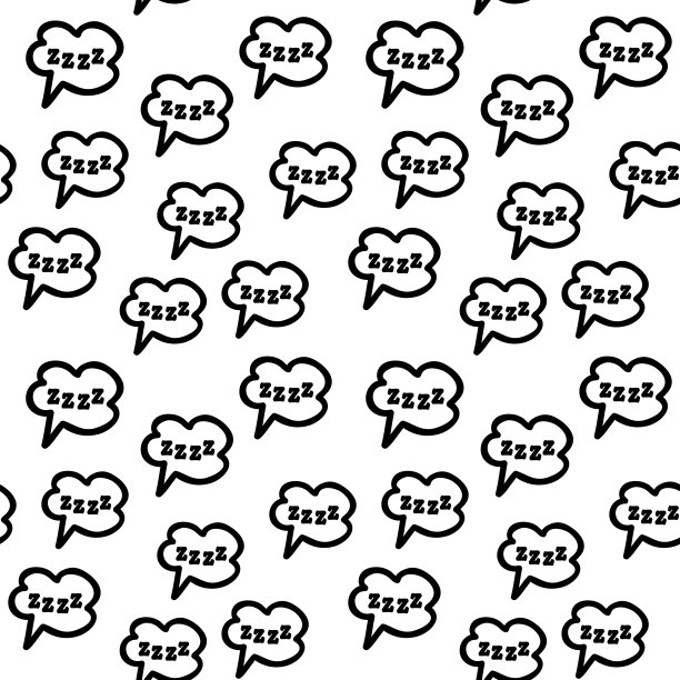 无缝矢量涂鸦模式的zzzz黑色睡眠文本内的语音气泡，孤立的插图排版或纺织印花和装饰，图片下载