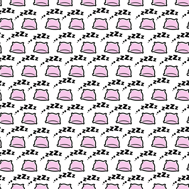 无缝睡眠模式的涂鸦粉色枕头与ZZZZ文字放松或失眠的概念或打印在纺织品和包装纸或可爱的女孩背景。图片下载