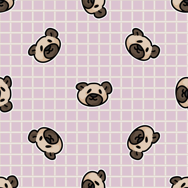 可爱的棕色毛绒玩具熊毛绒头无缝图片下载