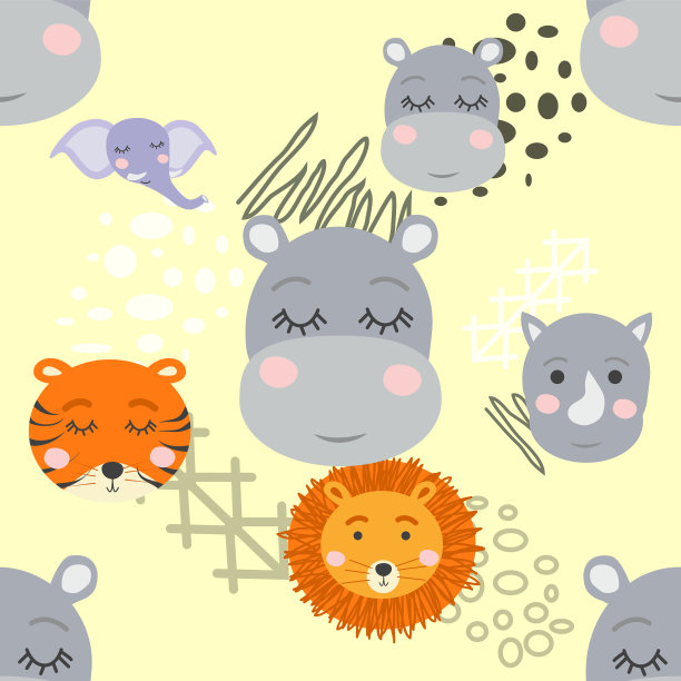 卡通可爱的动物部落脸波西米亚可爱图片下载