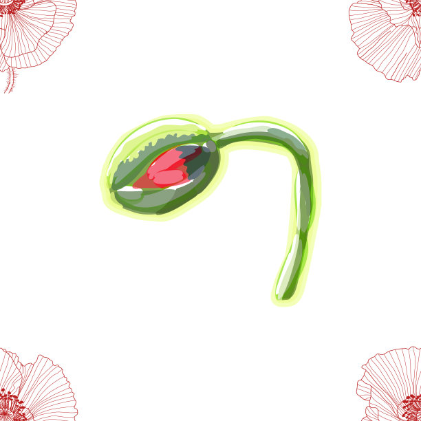 花背景与罂粟无缝图案图片下载