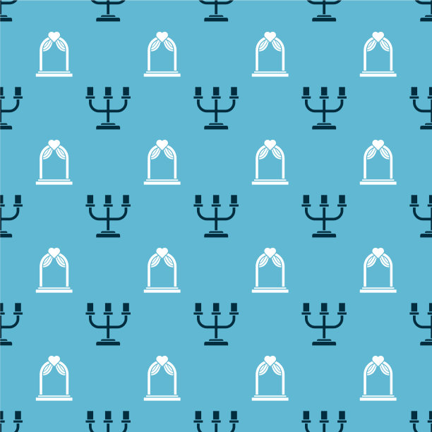 设置烛台和婚礼拱门在无缝图片下载