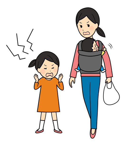 父母和孩子外出的插图图片下载