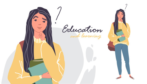 肖像年轻美丽的女子学生思考图片下载