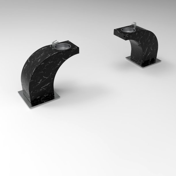 饮用花园喷泉的3d图像黑色大理石图片下载