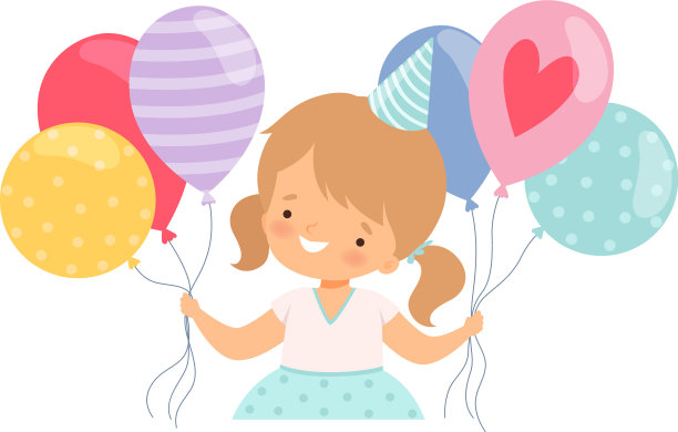小女孩戴着生日帽，拿着一束图片下载