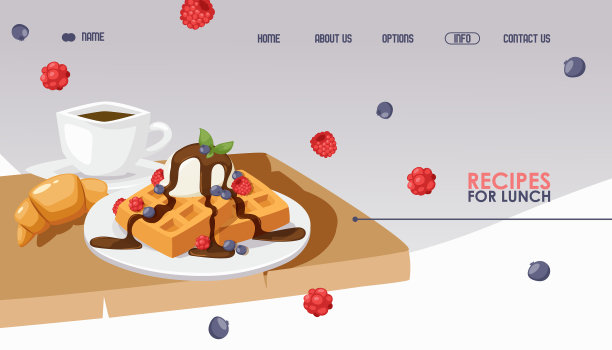 华夫饼和咖啡的早餐咖啡馆网站图片下载