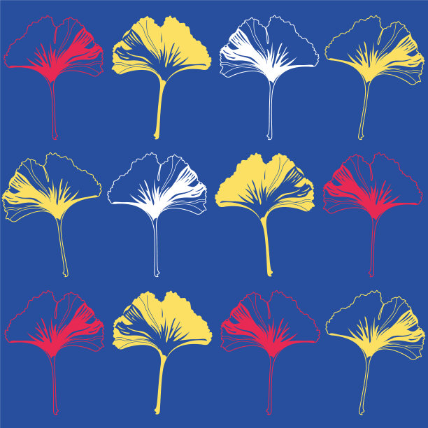 无缝花纹银杏蜡配黄色图片下载