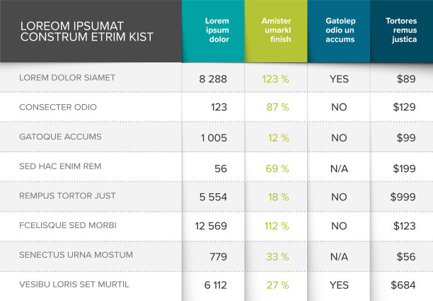 程式化的内容数据表模板图片下载