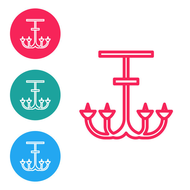 红色线吊灯图标孤立在白色图片下载