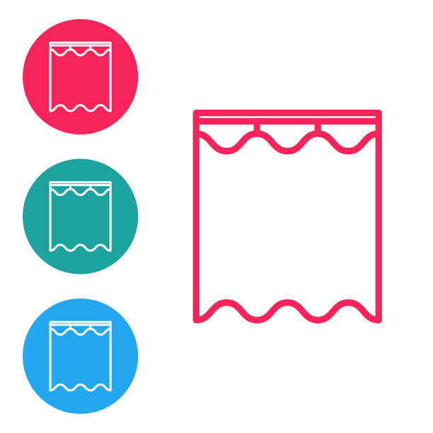 红色线窗帘图标隔离在白色图片下载