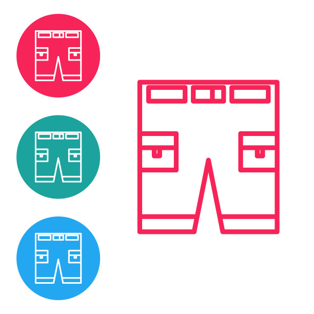 红色线短裤或裤子图标隔离在白色图片下载