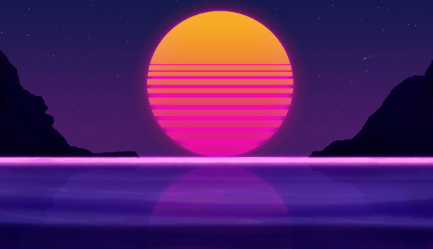 奇妙的日落在海滩上的星空背景图片下载