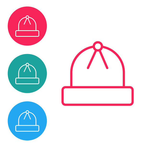 红色线冬季帽子图标孤立在白色图片下载