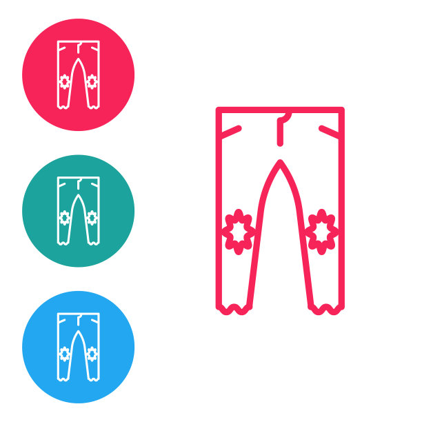 红色线裤子图标隔离在白色背景图片下载