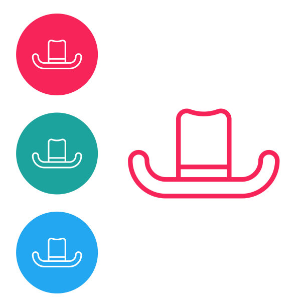 红色线男子帽与丝带图标隔离图片下载