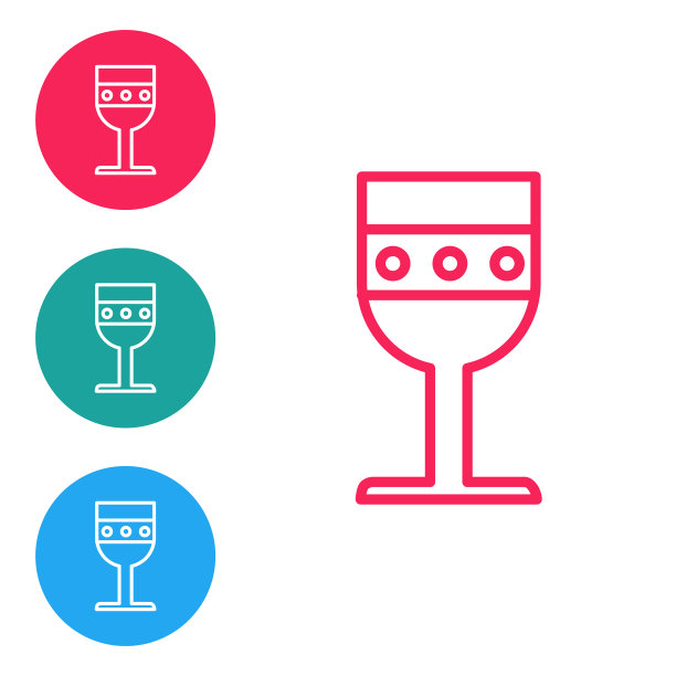 红色线中世纪高脚杯图标孤立在白色图片下载