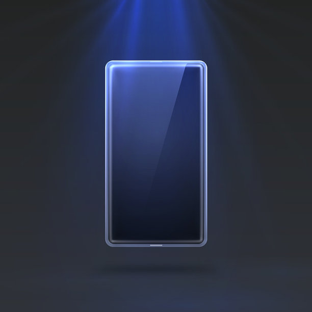 手机在明亮的蓝色光线图片下载