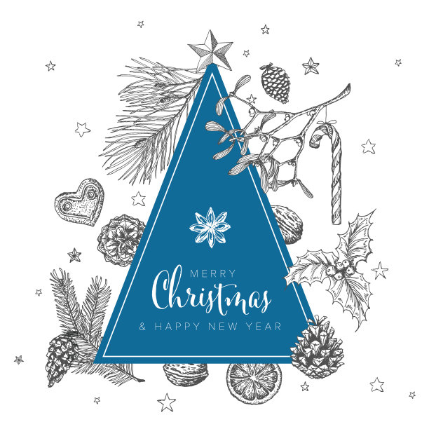 复古手绘圣诞卡片图片下载