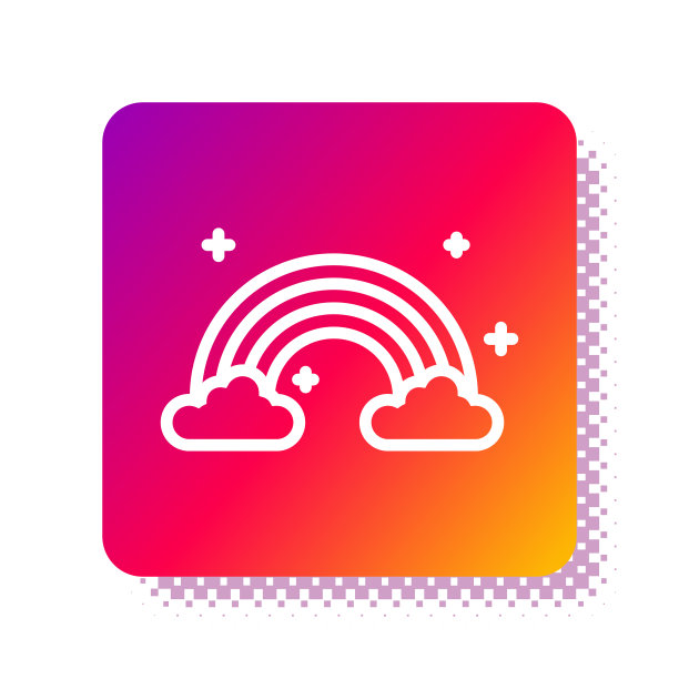 白色彩虹与云图标孤立在白色图片下载