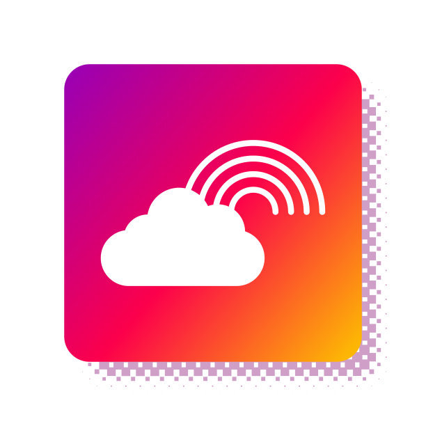 白色彩虹与云图标孤立在白色图片下载