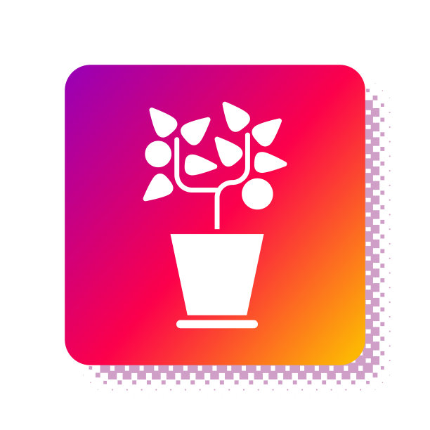 白色植物在盆栽图标孤立在白色图片下载