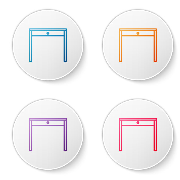 颜色线木桌图标孤立在白色图片下载