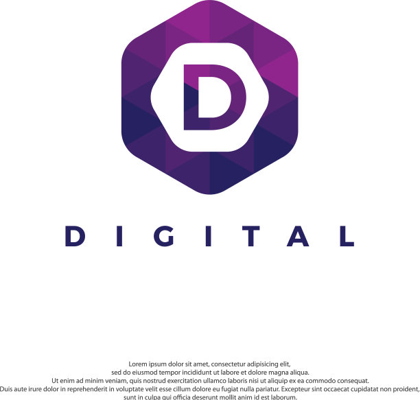 D字母标志上的多边形样式图片下载