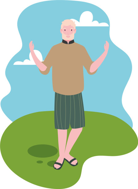 年轻人站在山水背景下图片下载