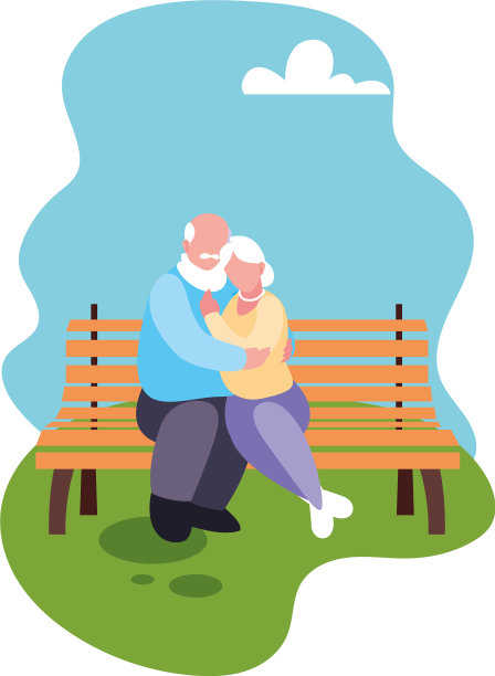 坐在公园椅子上相爱的情侣图片下载